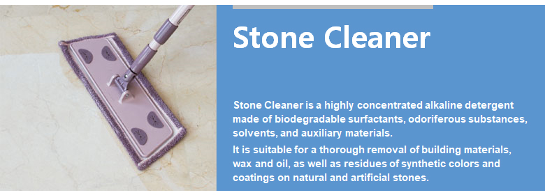 Stone Cleaner is a highly concentrated alkaline detergent made of biodegradable surfactants, odoriferous substances, solvents, and auxiliary materials. It is suitable for a thorough removal of building materials, wax and oil, as well as residues of synthetic colors and coatings on natural and artificial stones